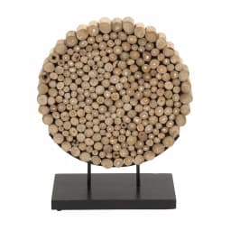LITTON LANE Round Teak Wood Stump Sculpture - Rustic Organic Table Decor thumbnail 1