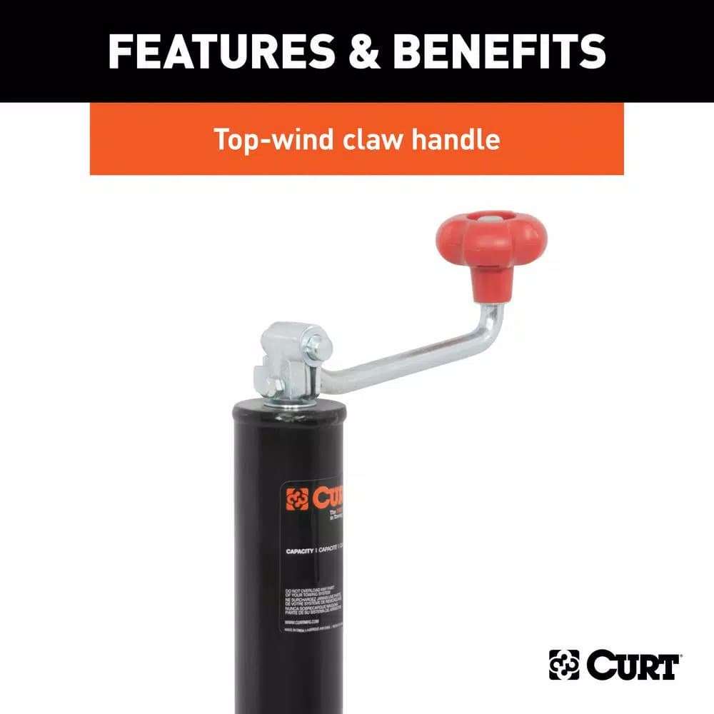 CURT A-Frame Trailer Jack with Top Handle, 5,000 lbs. Capacity, 15 in. Travel