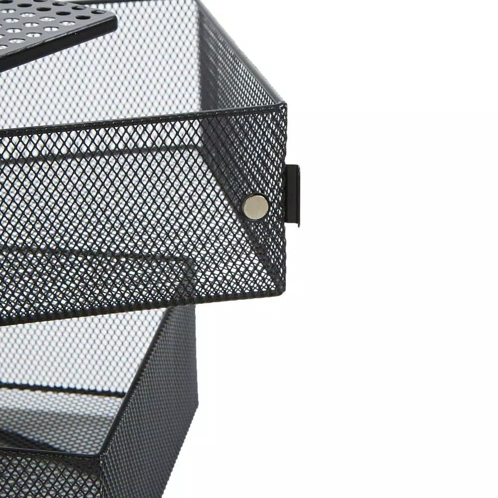 Mind Reader Rotating 2-Tier All-Purpose Organizer Shelf with Magnetic Baskets and Top Shelf, Black