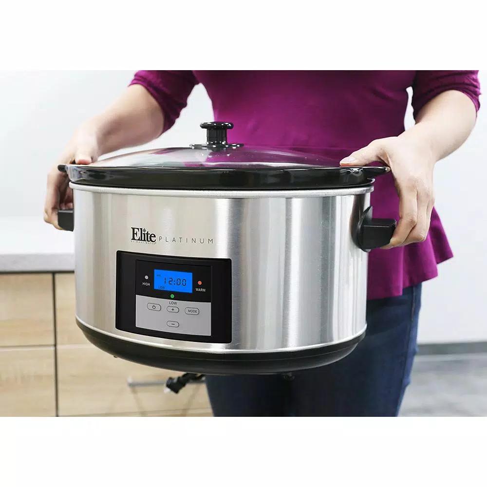 Elite Platinum 8.5 Qt. Stainless Steel Programmable Slow Cooker with Digital Display