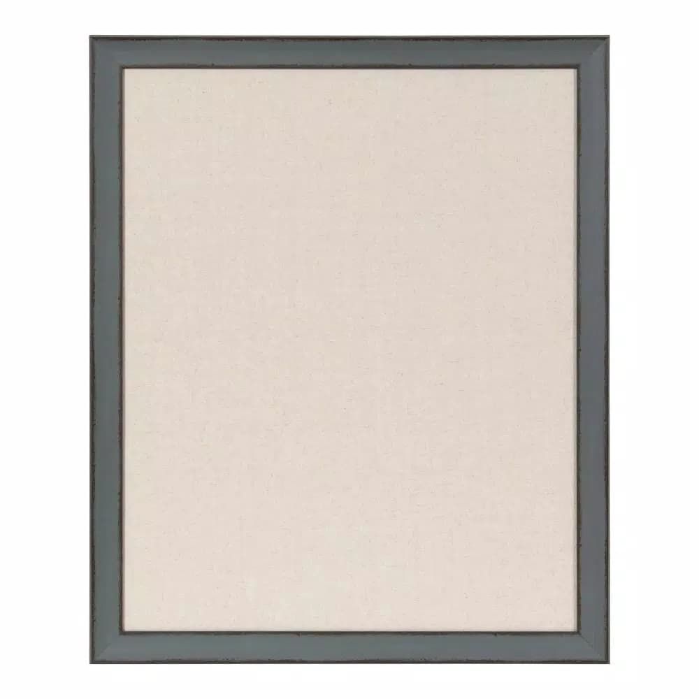 Kate and Laurel Kenwick Gray Framed Linen Fabric Pinboard Memo Board, Farmhouse Style