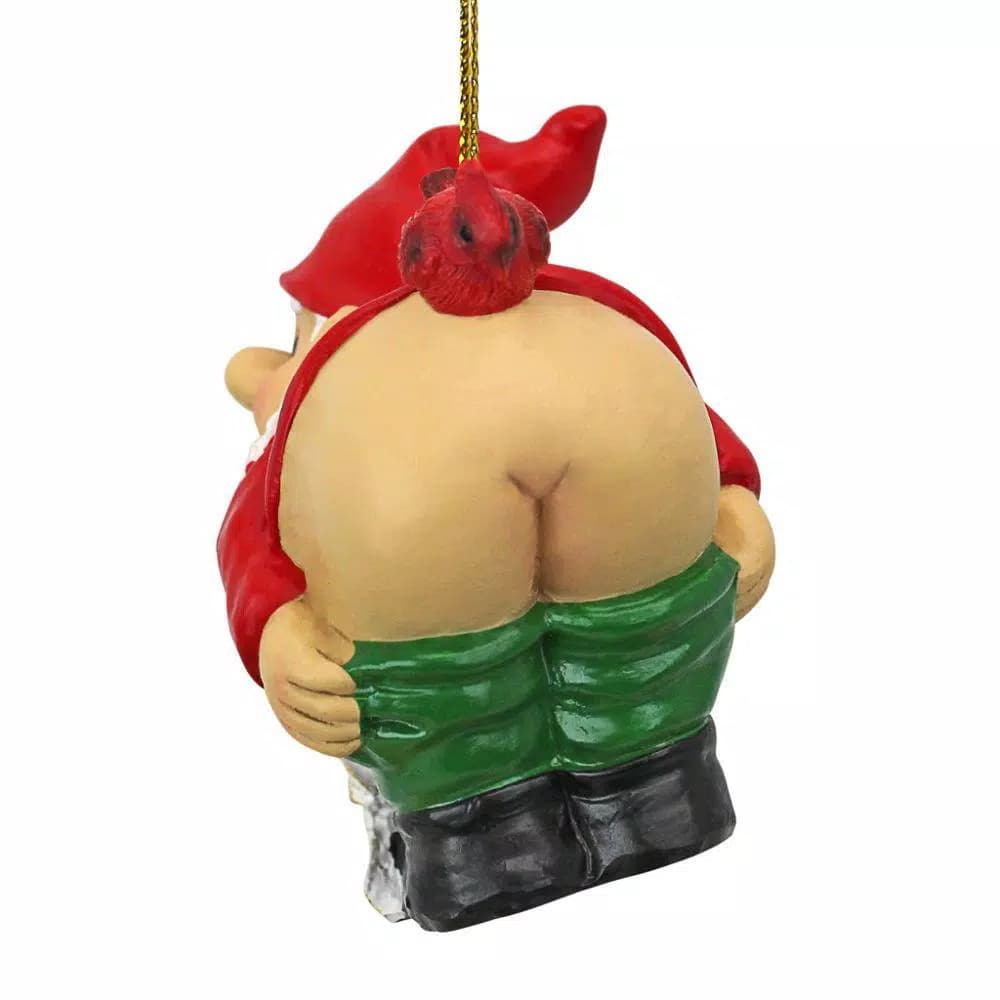 Design Toscano Loonie Moonie Gnome Holiday Ornament, Hand-Painted Resin
