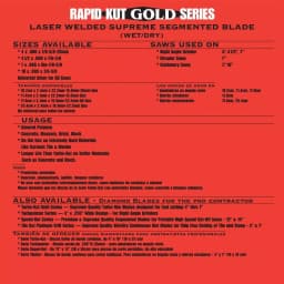 Quasar Rapid Kut Gold 4-1/2 in. Segmented Diamond Blade for Concrete, Brick, and Block thumbnail 2