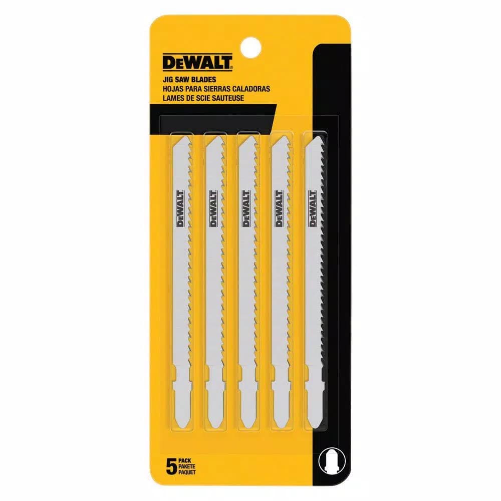 DEWALT 4 in. 6 TPI Bi-Metal T-Shank Wood Cutting Jig Saw Blades, 5-Pack