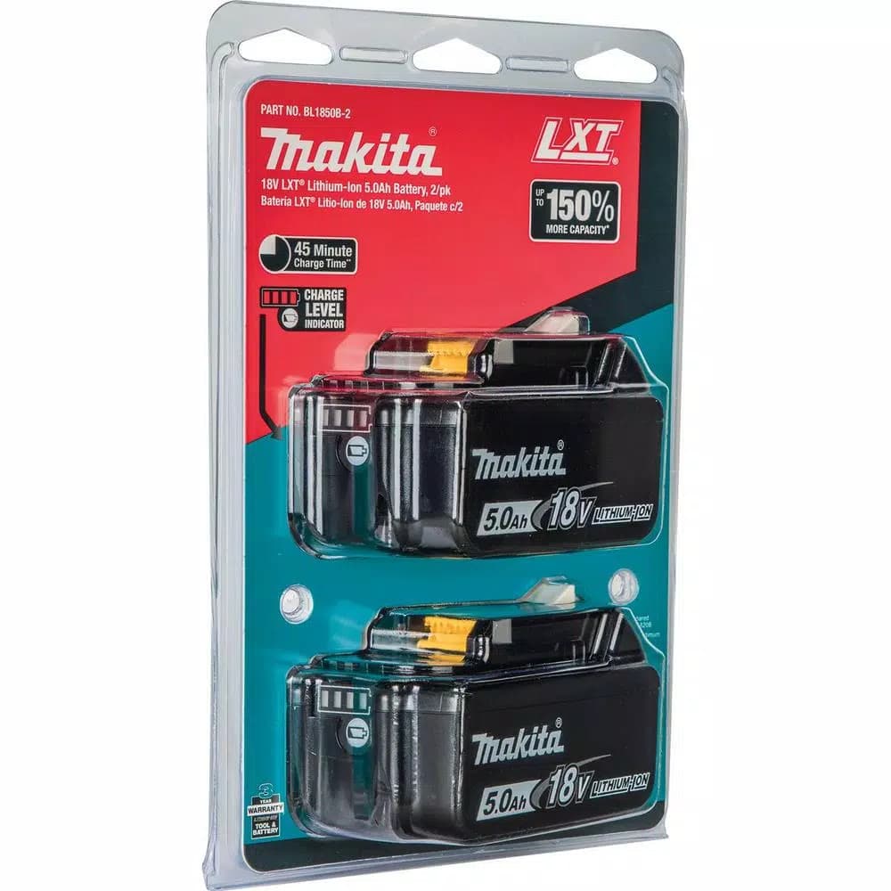 Makita 18V LXT Lithium-Ion 5.0 Ah High Capacity Battery Pack (2-Pack)