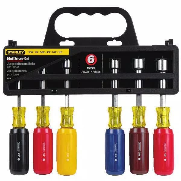 Stanley 6-Piece Nut Driver Set with Hex Shanks and Nickel-Plated Bar