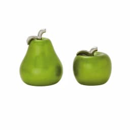 LITTON LANE Modern Reflections Emerald Green Ceramic Pear and Apple Decorative Set of 2 thumbnail 2