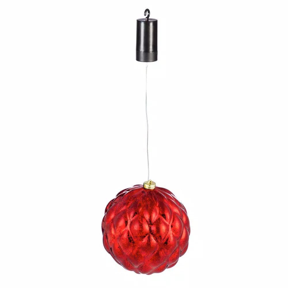 Evergreen 8 in. Red Shatterproof LED Ball Outdoor Christmas Ornament - Battery Operated