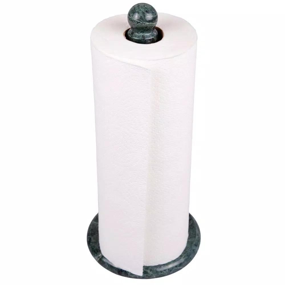 Creative Home Natural Green Marble Paper Towel Holder - 12.5 in. Heavyweight Kitchen Towel Dispenser