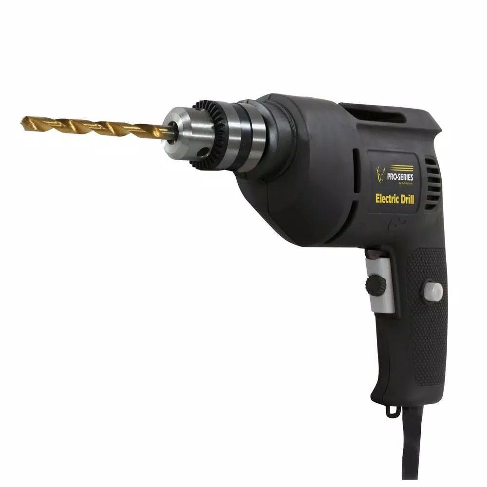 PRO-SERIES 3/8 in. Corded Electric Variable Speed Reversible Power Drill, 3.8 Amp