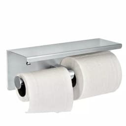 Alpine Industries Double Post Toilet Paper Holder with Storage Shelf, Brushed Stainless Steel thumbnail 4