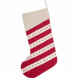 VHC Brands 20 in. Red Margot Farmhouse Christmas Stocking with Diamond Cut Lace thumbnail 2