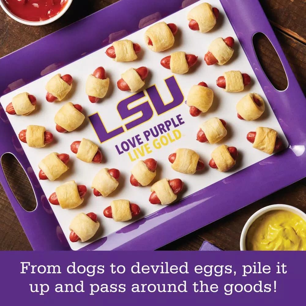 College Kitchen Collection LSU Tigers Serve 'n Score Party Platter, 16 x 12.5 Inch, Purple