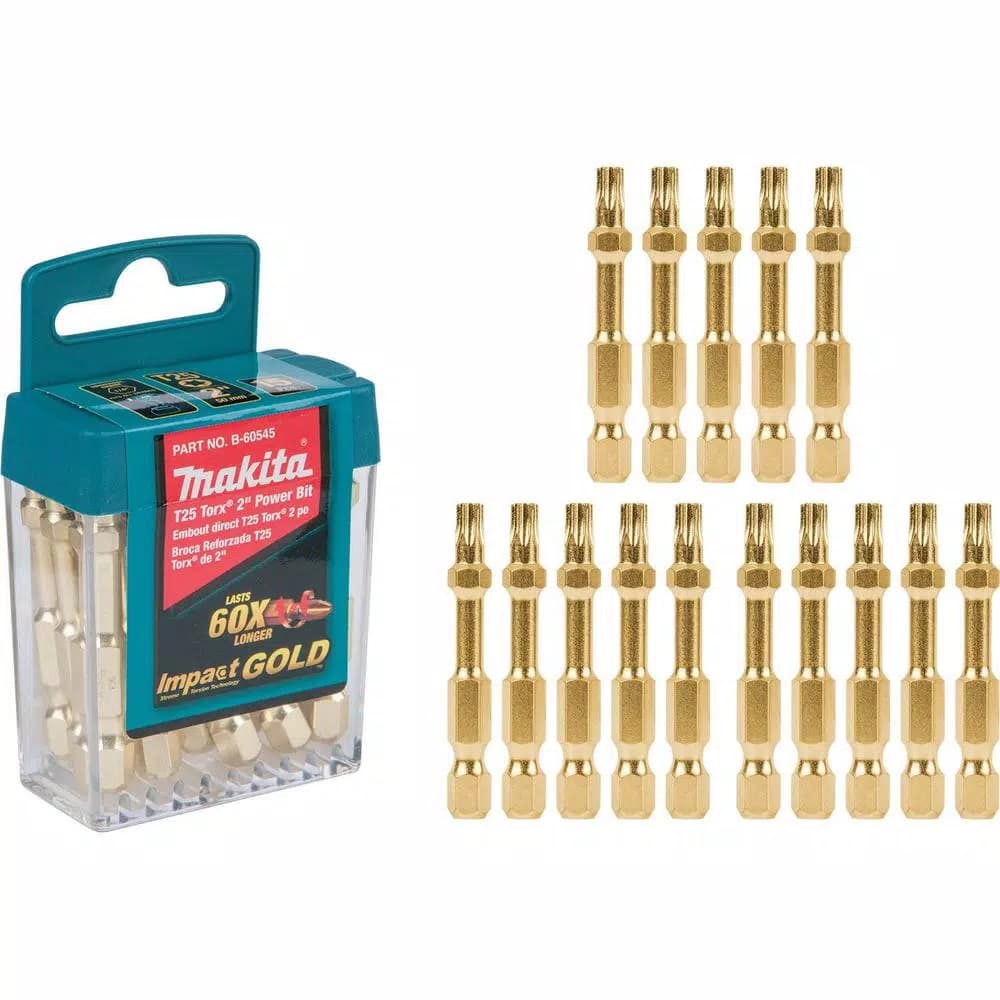 Makita Impact GOLD T25 2 in. Power Bit Set, 15-Piece Tic Tac Case