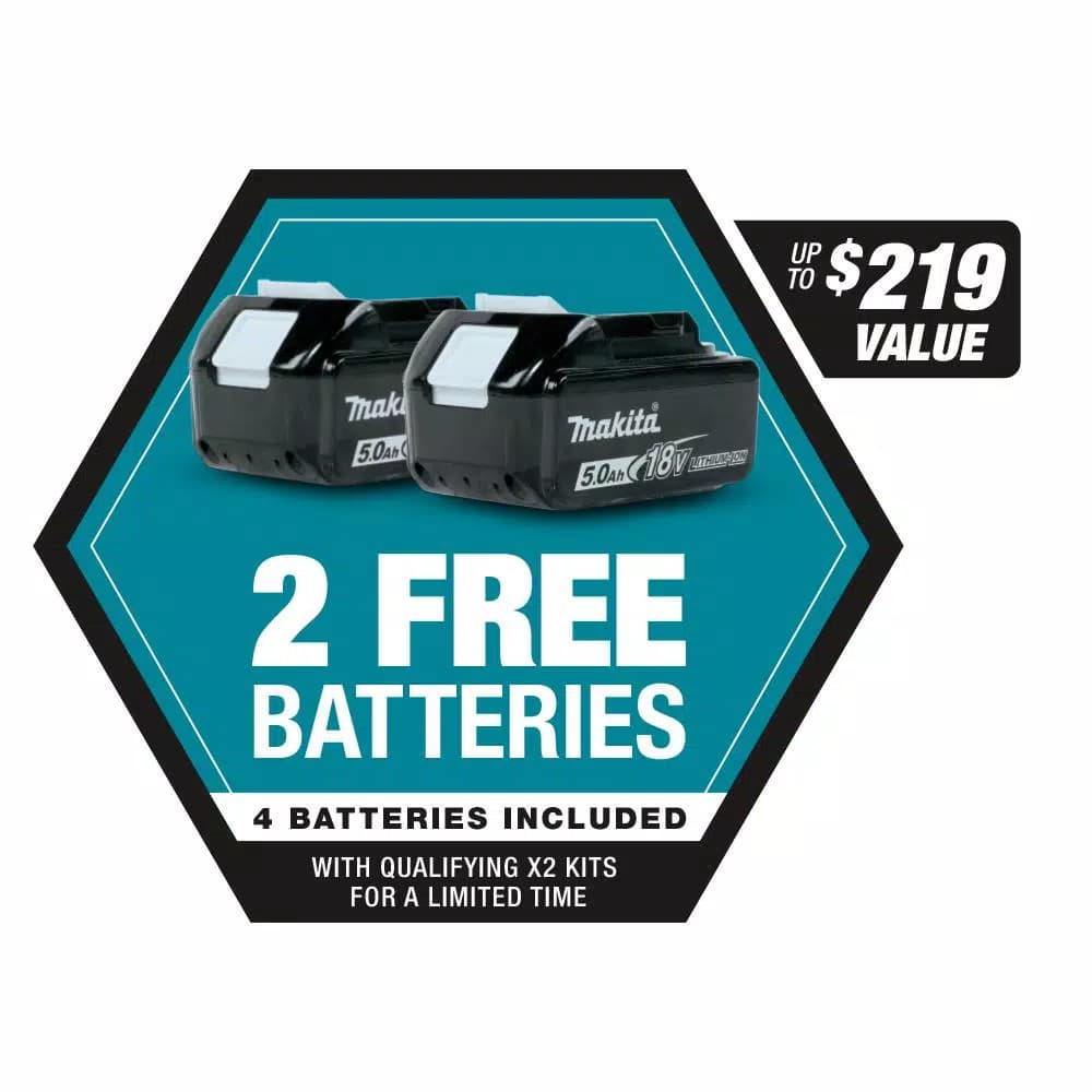 Makita 36V Max LXT Brushless Cordless Blower Kit with (4) 5.0 Ah Batteries and Dual Port Rapid Charger