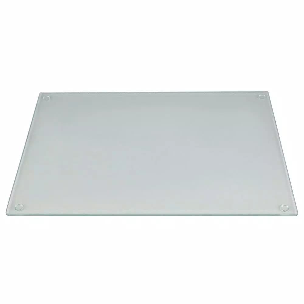 Home Basics Frosted Tempered Glass Cutting Board - Modern Rectangular Serving Platter