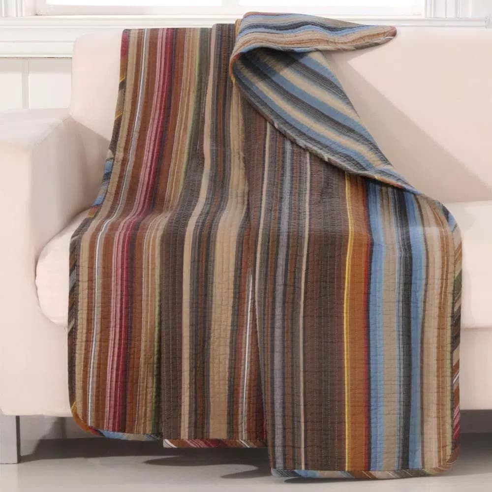 Greenland Home Fashions Durango Multi Color Quilted Cotton Throw Blanket, Southwestern Farmhouse Style