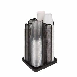 Mind Reader Rotating Cup and Lid Carousel Organizer, Black Metal Mesh Dispenser thumbnail 2