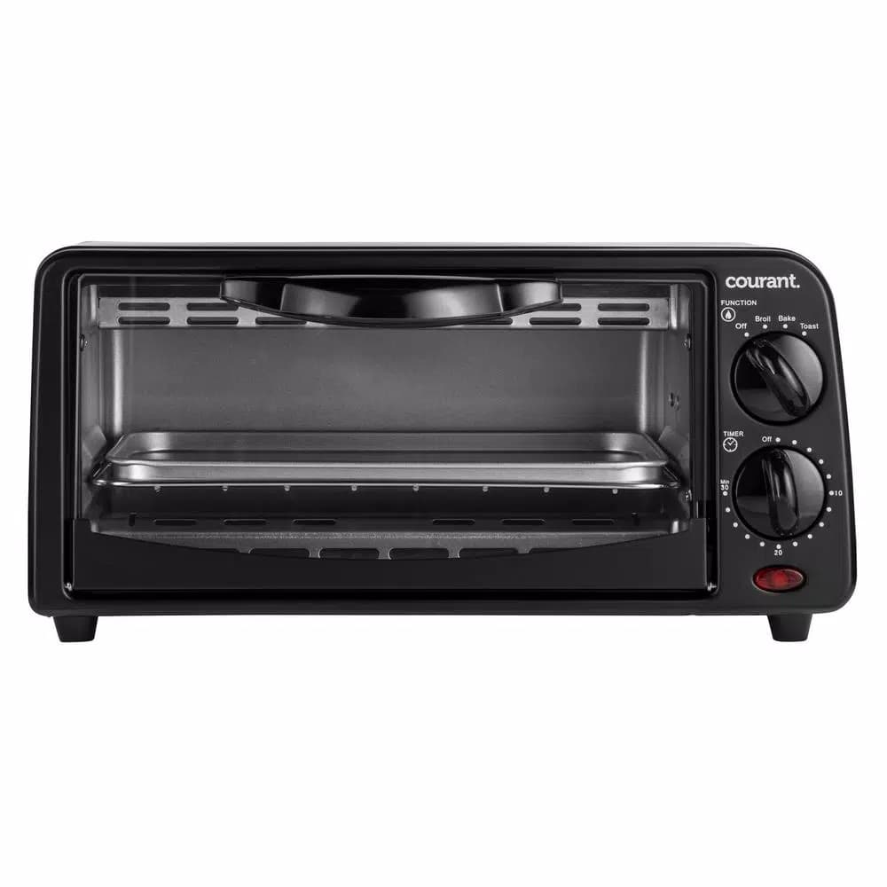 Courant 2-Slice Compact Toaster Oven with Bake Tray and Toast Rack, Black