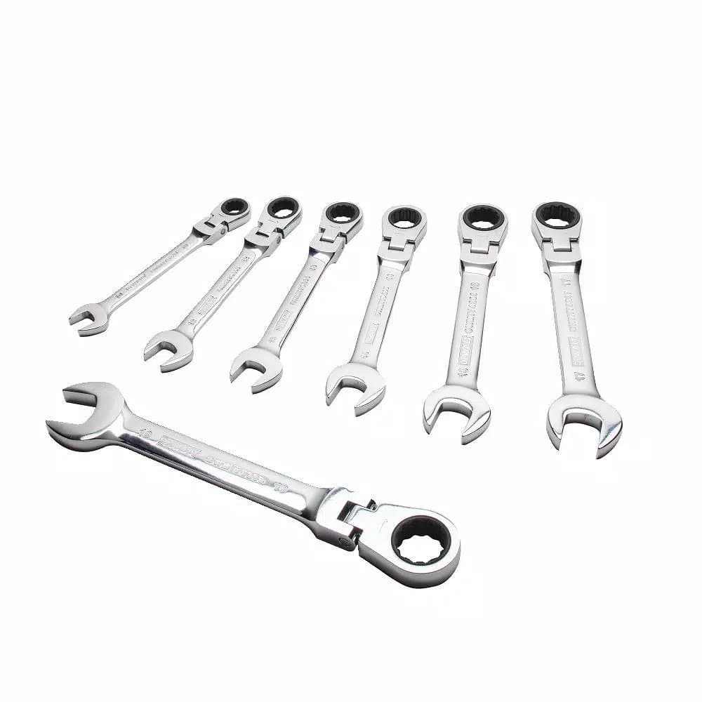 DEWALT DWMT74196 Metric Ratcheting Flex Head Combination Wrench Set, 7-Piece