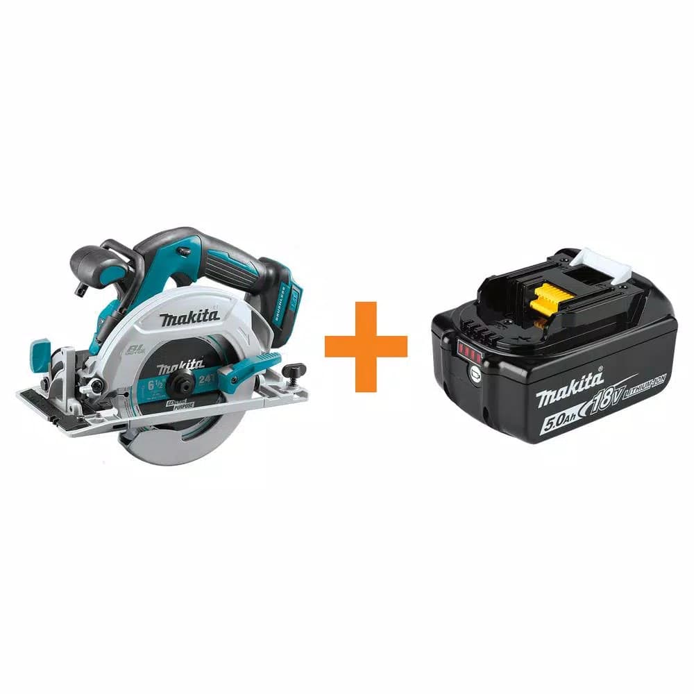 Makita 18V LXT Brushless 6-1/2 in. Cordless Circular Saw with Bonus 5.0 Ah Battery