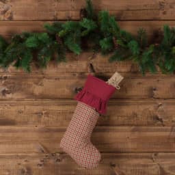 VHC Brands 20 in. Jonathan Plaid Traditional Christmas Stocking - Red, Olive Green, and Tan thumbnail 3