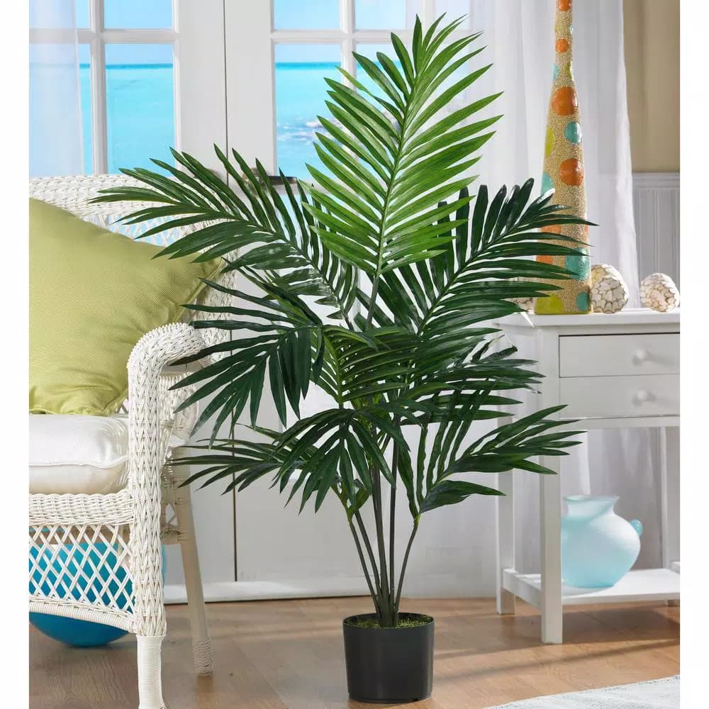 Nearly Natural 5 ft. Kentia Palm Silk Tree - Artificial Green Tropical Plant