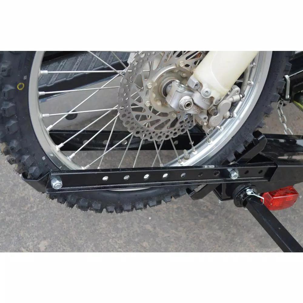 Detail K2 400 lb. Capacity Hitch Mounted Motorcycle Carrier with Adjustable Front Wheel Channel