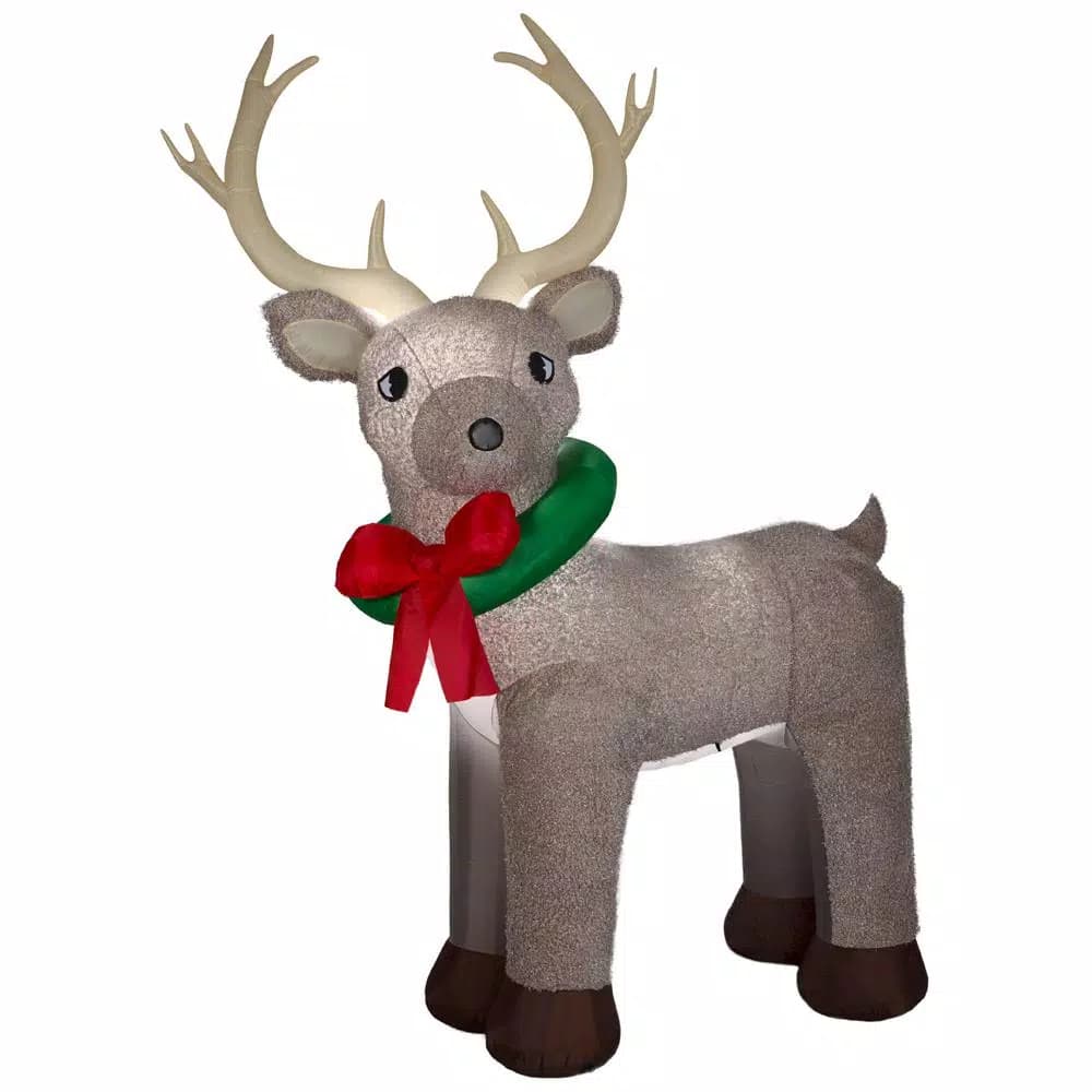 Home Accents Holiday 11 ft. Pre-Lit Giant Airblown Inflatable Fuzzy Reindeer with LED Lights