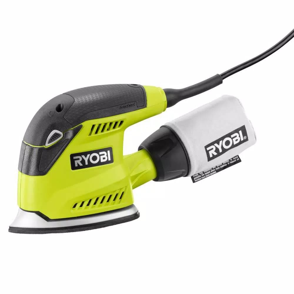 RYOBI 1.2 Amp Corded 5.5 in. Corner Cat Finishing Sander with Dust Bag and Storage Case