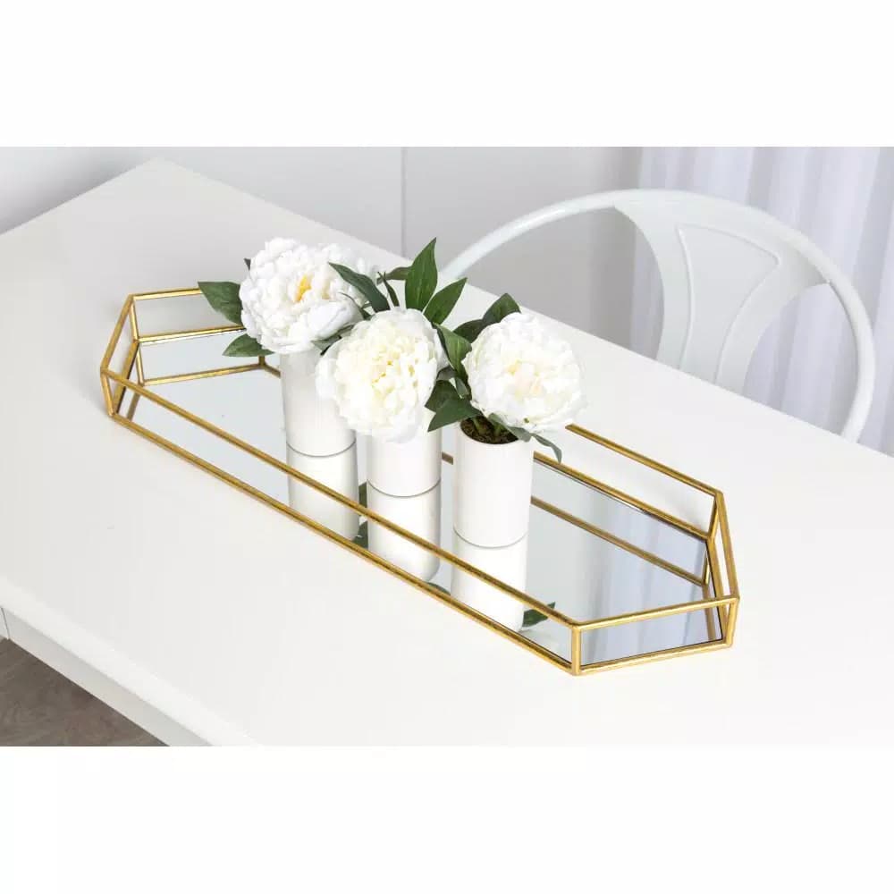 Kate and Laurel Felicia Gold Decorative Mirrored Metal Accent Tray