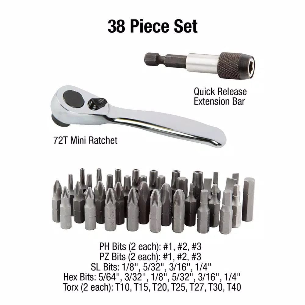 SUNEX TOOLS Sunex 9726 38-Piece Mini Ratchet and Bit Set with Aluminum Case