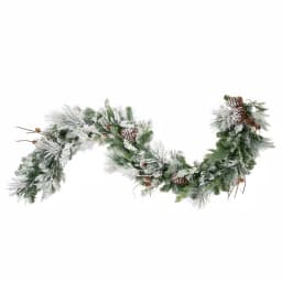 Haute Decor 6 ft. Pre-Lit LED Snowfall Creek Artificial Christmas Garland with Pine Cones thumbnail 2