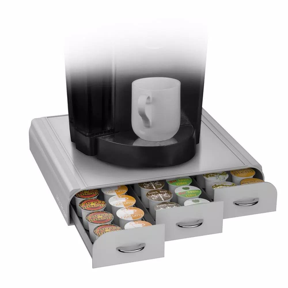 Mind Reader Anchor 36-Capacity Silver K-Cup Storage Drawer for Keurig Coffee Makers