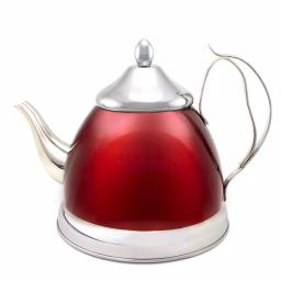 Creative Home Nobili-Tea 2 qt. Metallic Cranberry Stainless Steel Tea Kettle with Removable Infuser thumbnail 1