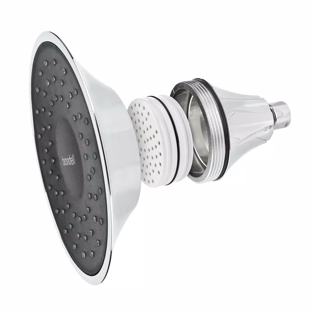 Brondell VivaSpring 6.5 in. Single Wall Mount Fixed Rain Shower Head with KDF Filtration, Chrome