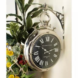 LITTON LANE 22 in. x 16 in. Vintage Pocket-Watch-Style Suspended Wall Clock, Silver Finish thumbnail 6