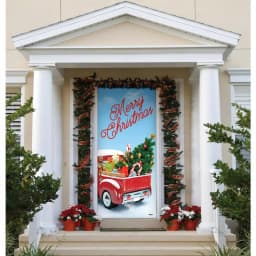 My Door Decor Red Truck Christmas Front Door Mural Banner, 36 in. x 80 in. thumbnail 2