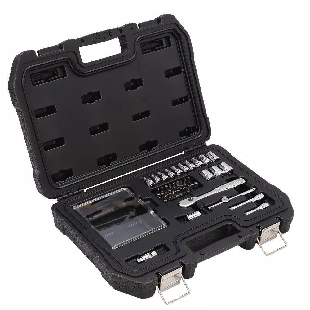 DEWALT 37-Piece 1/4 in. Drive Metric Socket Set with Ratchet and Bit Driver