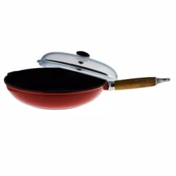 Chasseur 11 in. Enameled Cast Iron Frying Pan with Glass Lid, Red thumbnail 2