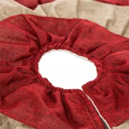 Glitzhome 48 in. Faux Burlap Christmas Tree Skirt - Red and Brown Striped Holiday Decor thumbnail 5