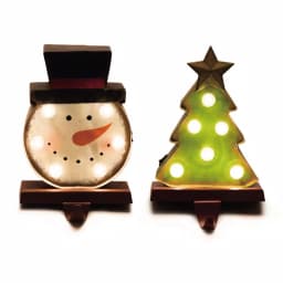 Glitzhome Marquee LED Snowman and Christmas Tree Stocking Holder Set of 2 thumbnail 1