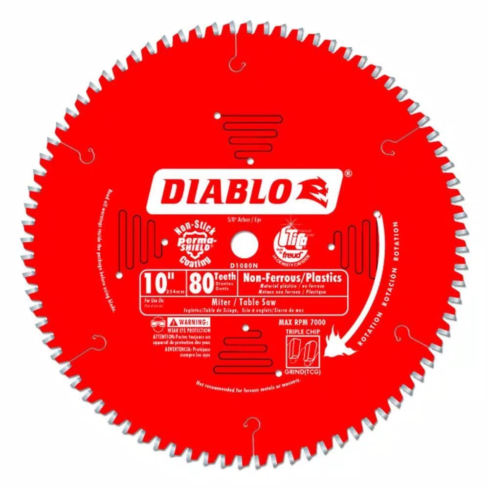 Diablo 10 in. x 80-Tooth Non-Ferrous Metal and Plastic Carbide Circular Saw Blade