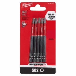 Milwaukee SHOCKWAVE #2 Square Drive 3.5 in. Impact Duty Steel Screwdriver Bits (5-Pack) thumbnail 2