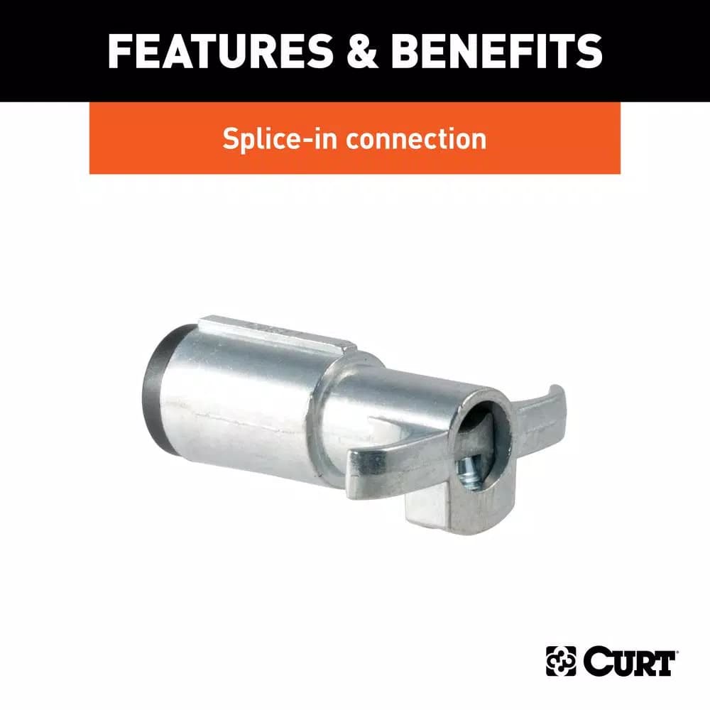 CURT 6-Way Round Trailer Connector Plug, Chrome Plastic, Male End