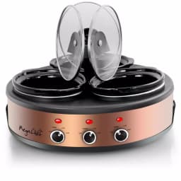 MegaChef Triple 4.5 Qt. Copper Slow Cooker and Buffet Server with 3 Ceramic Pots thumbnail 3