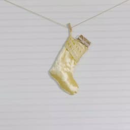 VHC Brands 15 in. Creme Memories Glam Christmas Stocking with Gold and Ivory Ribbon Embellishment thumbnail 2