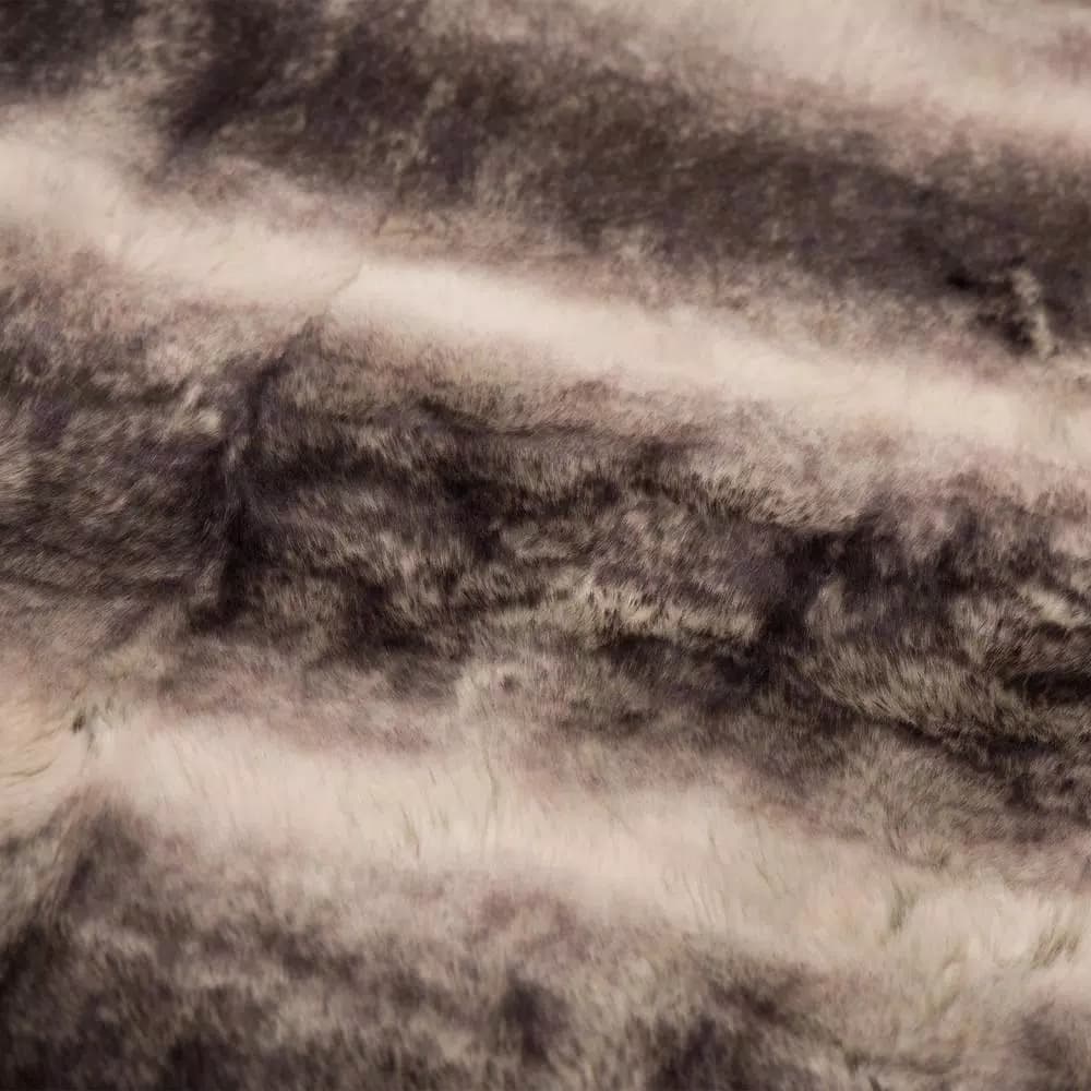 Glitzhome 60 in. Ombre Gray Faux Fur Luxury Throw Blanket