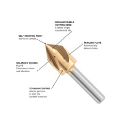 Bosch 1/2 in. Titanium Countersink Drill Bit with 1/4 in. Straight Shank thumbnail 3