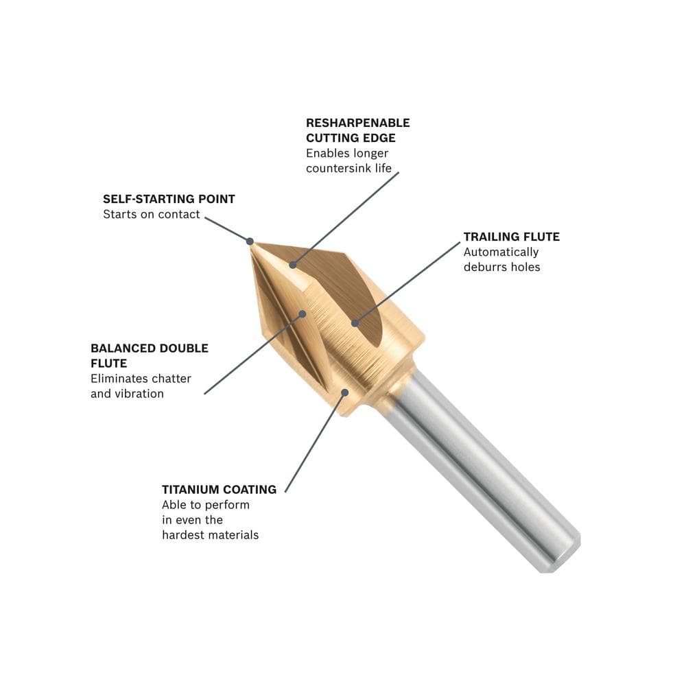 Bosch 1/2 in. Titanium Countersink Drill Bit with 1/4 in. Straight Shank